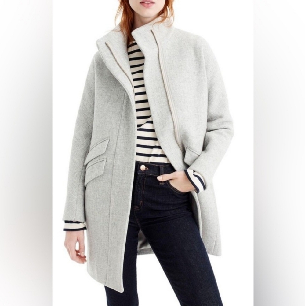 J Crew Cocoon Coat in Italian Stadium-Cloth Wool Blend Size 0 Color Grey